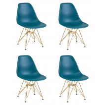  Набор 4 шт Стул обеденный DOBRIN DSR, ножки золотые, цвет морской волны (G-05), фото 1 