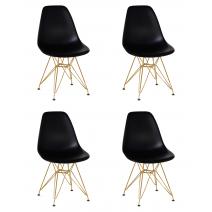  Набор 4 шт Стул обеденный DOBRIN DSR, ножки золотые, цвет чёрный (B-03), фото 1 