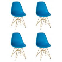 Набор 4 шт Стул обеденный DOBRIN DSR, ножки золотые, цвет голубой (BE-02), фото 1 