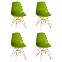  Набор 4 шт Стул обеденный DOBRIN DSR, ножки золотые, цвет салатовый (G-08), фото 1 