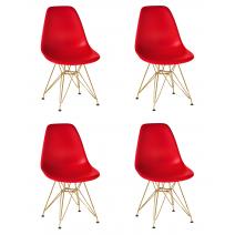  Набор 4 шт Стул обеденный DOBRIN DSR, ножки золотые, цвет красный (R-02), фото 1 