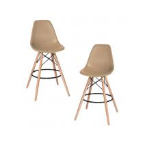  Набор 2 шт Стул барный DOBRIN DSW BAR, ножки светлый бук, цвет сиденья бежевый (GR-03), фото 1 