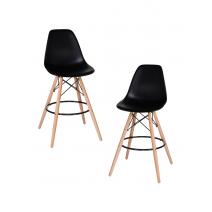  Набор 2 шт Стул барный DOBRIN DSW BAR, ножки светлый бук, цвет сиденья чёрный (B-03), фото 1 