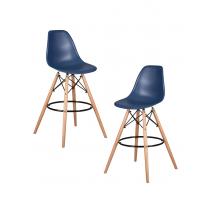  Набор 2 шт Стул барный DOBRIN DSW BAR, ножки светлый бук, цвет тёмно-синий (BE-12), фото 1 