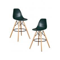  Набор 2 шт Стул барный DOBRIN DSW BAR, ножки светлый бук, цвет тёмно-зеленый (G-13), фото 1 