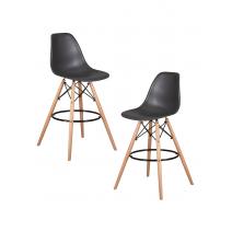  Набор 2 шт Стул барный DOBRIN DSW BAR, ножки светлый бук, цвет тёмно-серый (GR-04), фото 1 