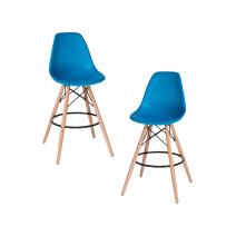  Набор 2 шт Стул барный DOBRIN DSW BAR, ножки светлый бук, цвет сиденья голубой (BE-02), фото 1 