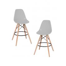  Набор 2 шт Стул барный DOBRIN DSW BAR, ножки светлый бук, цвет сиденья светло-серый (GR-01), фото 1 