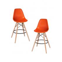  Набор 2 шт Стул барный DOBRIN DSW BAR, ножки светлый бук, цвет сиденья оранжевый (O-02), фото 1 