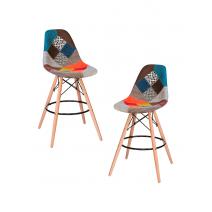  Набор 2 шт Стул барный DOBRIN DSW BAR, ножки светлый бук, цвет сиденья мозаика, фото 1 