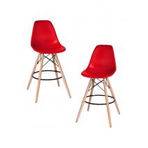  Набор 2 шт Стул барный DOBRIN DSW BAR, ножки светлый бук, цвет сиденья красный (R-02), фото 1 