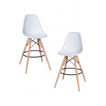  Набор 2 шт Стул барный DOBRIN DSW BAR, ножки светлый бук, цвет сиденья белый (W-02), фото 1 