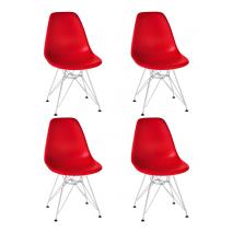  Набор 4 шт Стул обеденный DOBRIN DSR, ножки хром, цвет красный (R-02), фото 1 