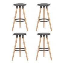  Набор 4 шт Табурет барный DOBRIN ROYCE, ножки светлый бук, цвет темно-серый (GR-04), фото 1 