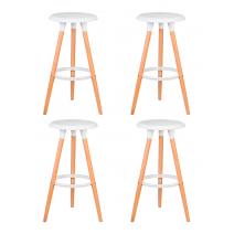  Набор 4 шт Табурет барный DOBRIN ROYCE, ножки светлый бук, цвет белый (W-02), фото 1 