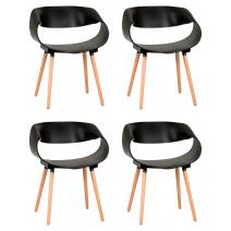  Набор 4 шт Стул обеденный DOBRIN ALIEN, ножки светлый бук, цвет чёрный (B-03), фото 1 