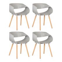  Набор 4 шт Стул обеденный DOBRIN ALIEN, ножки светлый бук, цвет светло-серый (GR-01), фото 1 