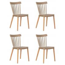  Набор 4 шт Стул обеденный DOBRIN THEO, ножки светлый бук, цвет бежевый (GR-03), фото 1 