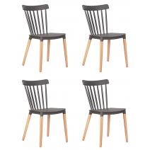  Набор 4 шт Стул обеденный DOBRIN THEO, ножки светлый бук, цвет темно-серый (GR-04), фото 1 