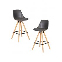  Набор 2 шт Стул полубарный DOBRIN RONNI, ножки светлый бук, тёмно-серый (GR-04), фото 1 