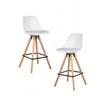  Набор 2 шт Стул полубарный DOBRIN RONNI, ножки светлый бук, белый (ZL-W-02), фото 1 
