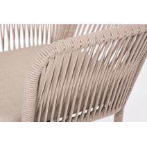 "Марсель" стул барный плетеный из роупа, каркас из стали белый муар, роуп бежевый круглый, ткань бежевая 15052, фото 5 