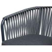  "Бордо" стул барный плетеный из роупа, каркас из стали темно-серый (RAL7024) муар, роуп серый 15мм, ткань темно-серая 027, фото 4 