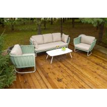  "Фиджи" лаунж-зона 5-местная плетеная из роупа (веревки), каркас алюминиевый светло-серый, роуп зеленый (4204), фото 7 