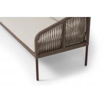  "Канны" диван 3-местный плетеный из роупа, каркас алюминий коричневый (RAL8016) муар, роуп коричневый круглый, ткань бежевая 15052, фото 4 