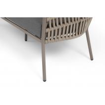  "Комо" диван 2-местный плетеный из роупа, каркас алюминий бежево-серый (RAL7006) муар, роуп серо-коричневый 23мм, ткань темно-серая 027, фото 8 