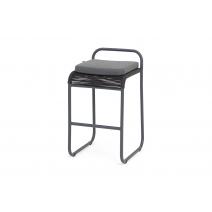  "Ането" стул барный плетеный из роупа, каркас алюминий темно-серый (RAL7024) муар, роуп темно-серый круглый, ткань темно-серая 027, фото 1 