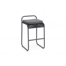  "Ането" стул барный плетеный из роупа, каркас алюминий темно-серый (RAL7024) муар, роуп темно-серый круглый, ткань темно-серая 027, фото 3 