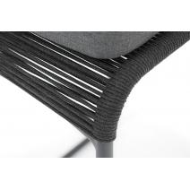  "Ането" стул барный плетеный из роупа, каркас алюминий темно-серый (RAL7024) муар, роуп темно-серый круглый, ткань темно-серая 027, фото 5 