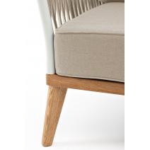  "Касабланка" кресло плетеное из роупа, основание дуб, каркас алюминий светло-серый (RAL7035) муар, роуп серо-коричневый 23мм, ткань бежевая 15052, фото 4 