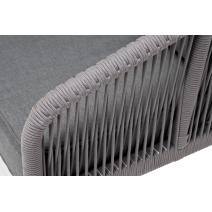  "Канны" диван 3-местный плетеный из роупа, каркас алюминий белый муар, роуп светло-серый круглый, ткань темно-серая 027, фото 4 