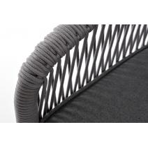  "Канны" диван 3-местный плетеный из роупа, каркас алюминий белый муар, роуп светло-серый круглый, ткань темно-серая 027, фото 6 