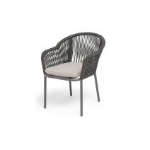  "Лион" стул плетеный из роупа, каркас алюминий темно-серый (RAL7024) муар, роуп темно-серый круглый, ткань бежевая 052, фото 1 