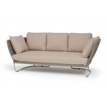  "Фиджи" диван 3-местный плетеный из роупа, каркас алюминий светло-серый (RAL7035) муар, роуп серый меланж круглый, ткань Mossle бежевая, фото 1 