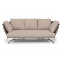  "Фиджи" диван 3-местный плетеный из роупа, каркас алюминий светло-серый (RAL7035) муар, роуп серый меланж круглый, ткань Mossle бежевая, фото 2 