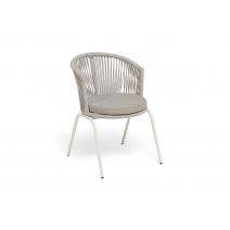  "Люксембург" стул плетеный из роупа, каркас из стали (RAL1013) муар, роуп бежевый круглый, ткань бежевая 15052, фото 2 