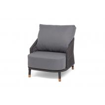  "Верона" кресло плетеное из роупа, каркас алюминий темно-серый (RAL7024) муар, роуп темно-серый круглый, ткань темно-серая 027, фото 1 