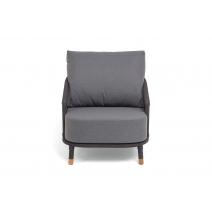  "Верона" кресло плетеное из роупа, каркас алюминий темно-серый (RAL7024) муар, роуп темно-серый круглый, ткань темно-серая 027, фото 3 