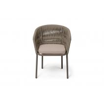  "Бордо" стул плетеный из роупа (колос), каркас алюминий серый (RAL7022) муар, роуп серый 15мм, ткань темно-серая 027, фото 2 