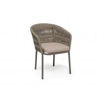  "Бордо" стул плетеный из роупа (колос), каркас алюминий серый (RAL7022) муар, роуп серый 15мм, ткань темно-серая 027, фото 3 