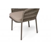  "Бордо" стул плетеный из роупа (колос), каркас алюминий серый (RAL7022) муар, роуп серый 15мм, ткань темно-серая 027, фото 4 