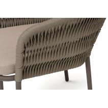  "Бордо" стул плетеный из роупа (колос), каркас алюминий серый (RAL7022) муар, роуп серый 15мм, ткань темно-серая 027, фото 5 