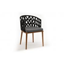  "Диего" стул плетеный из роупа, основание дуб, каркас из стали темно-серый (RAL7024) муар, роуп темно-серый круглый, ткань темно-серая 027, фото 3 