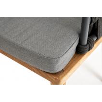  "Диего" стул плетеный из роупа, основание дуб, каркас из стали темно-серый (RAL7024) муар, роуп темно-серый круглый, ткань темно-серая 027, фото 5 