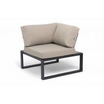  "Тулон" угловой модуль, каркас алюминий, HPL "дуб", черный муар, ткань бежевая 15052, фото 1 