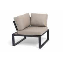  "Тулон" угловой модуль, каркас алюминий, HPL "дуб", черный муар, ткань бежевая 15052, фото 2 